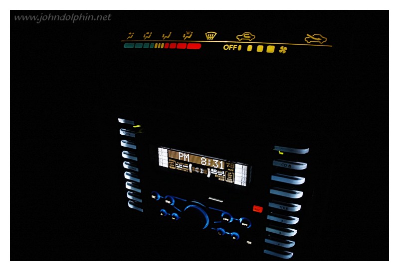 car stereo at night